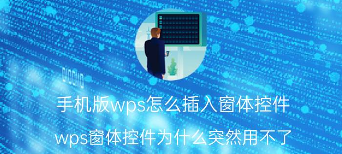 手机版wps怎么插入窗体控件 wps窗体控件为什么突然用不了？